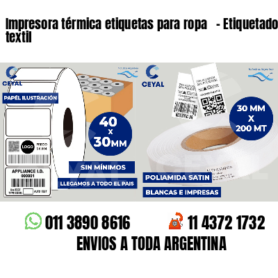 Impresora térmica etiquetas para ropa   - Etiquetado textil