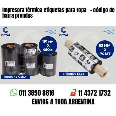 Impresora térmica etiquetas para ropa   - código de barra prendas