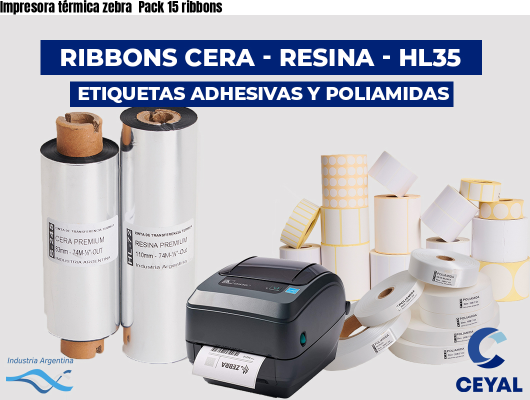 Impresora térmica zebra  Pack 15 ribbons