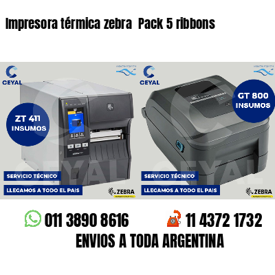 Impresora térmica zebra Pack 5 ribbons
