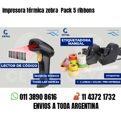 Impresora térmica zebra Pack 5 ribbons