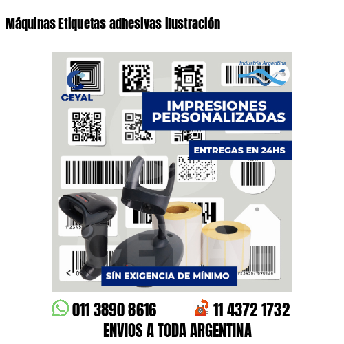 Máquinas Etiquetas adhesivas ilustración