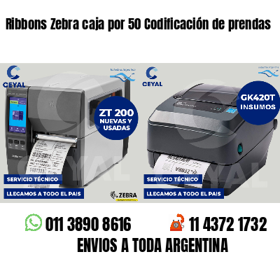 Ribbons Zebra caja por 50 Codificación de prendas