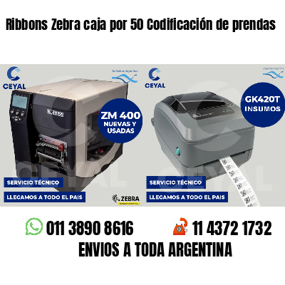 Ribbons Zebra caja por 50 Codificación de prendas