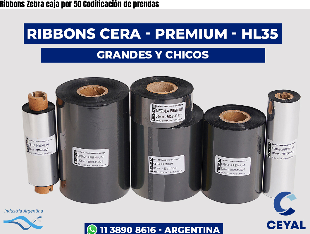 Ribbons Zebra caja por 50 Codificación de prendas