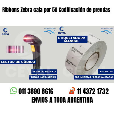 Ribbons Zebra caja por 50 Codificación de prendas