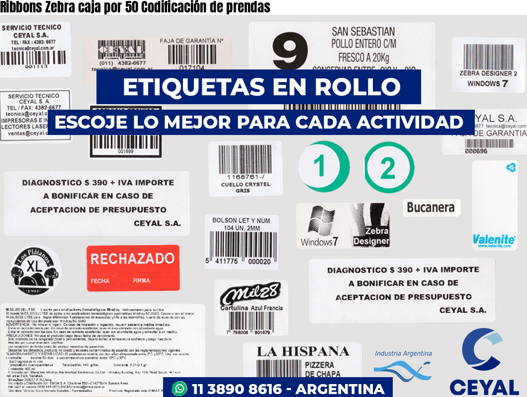 Ribbons Zebra caja por 50 Codificación de prendas