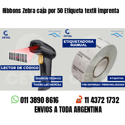 Ribbons Zebra caja por 50 Etiqueta textil imprenta