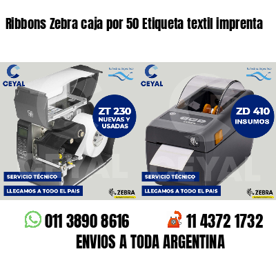 Ribbons Zebra caja por 50 Etiqueta textil imprenta