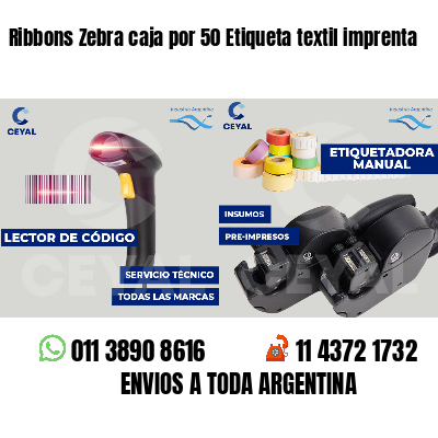 Ribbons Zebra caja por 50 Etiqueta textil imprenta