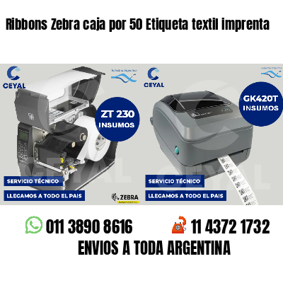 Ribbons Zebra caja por 50 Etiqueta textil imprenta