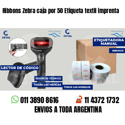 Ribbons Zebra caja por 50 Etiqueta textil imprenta