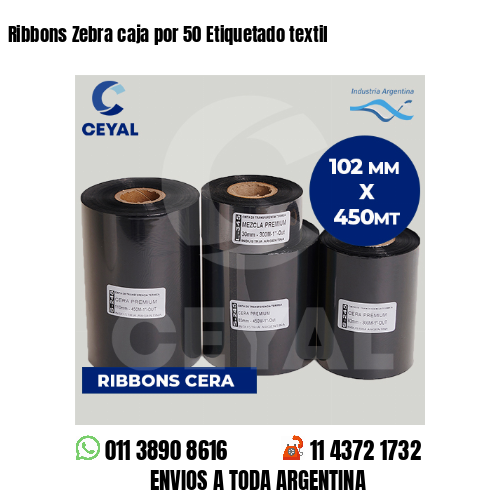 Ribbons Zebra caja por 50 Etiquetado textil
