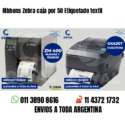 Ribbons Zebra caja por 50 Etiquetado textil