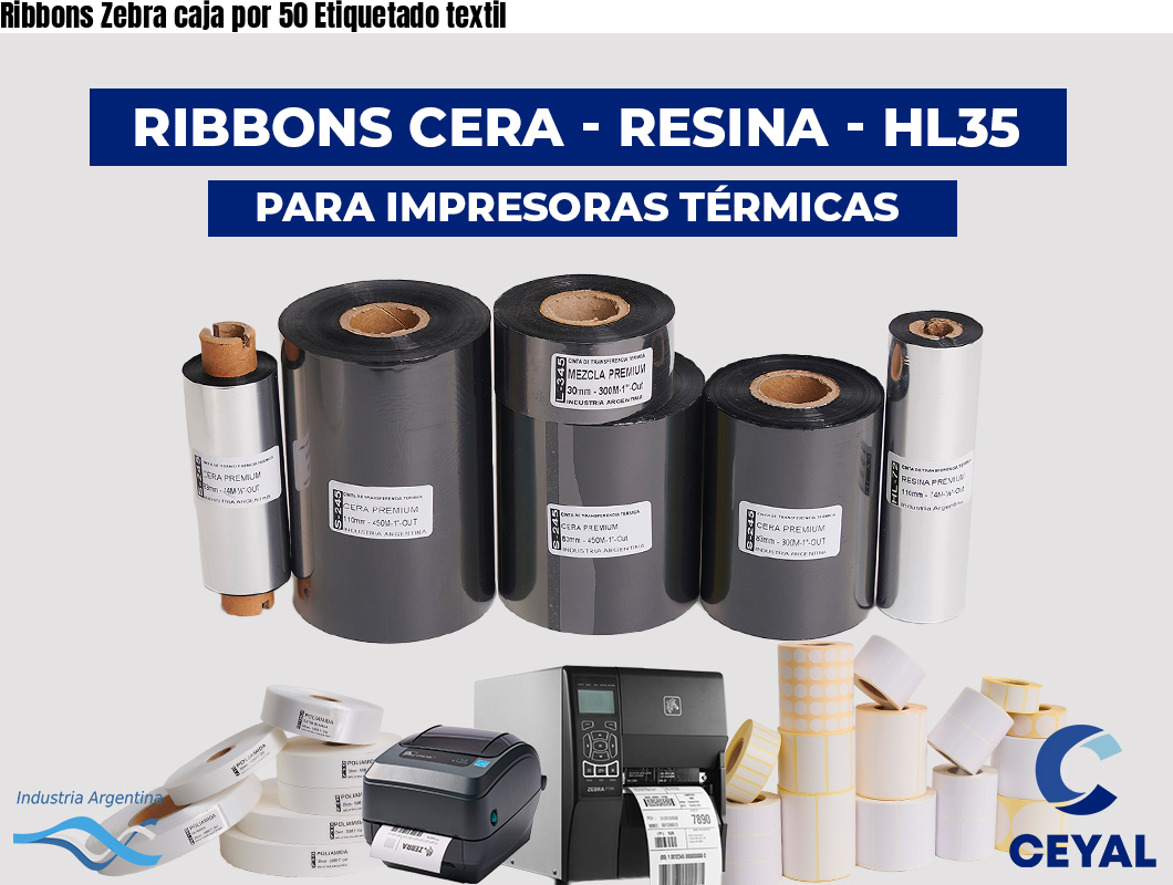 Ribbons Zebra caja por 50 Etiquetado textil