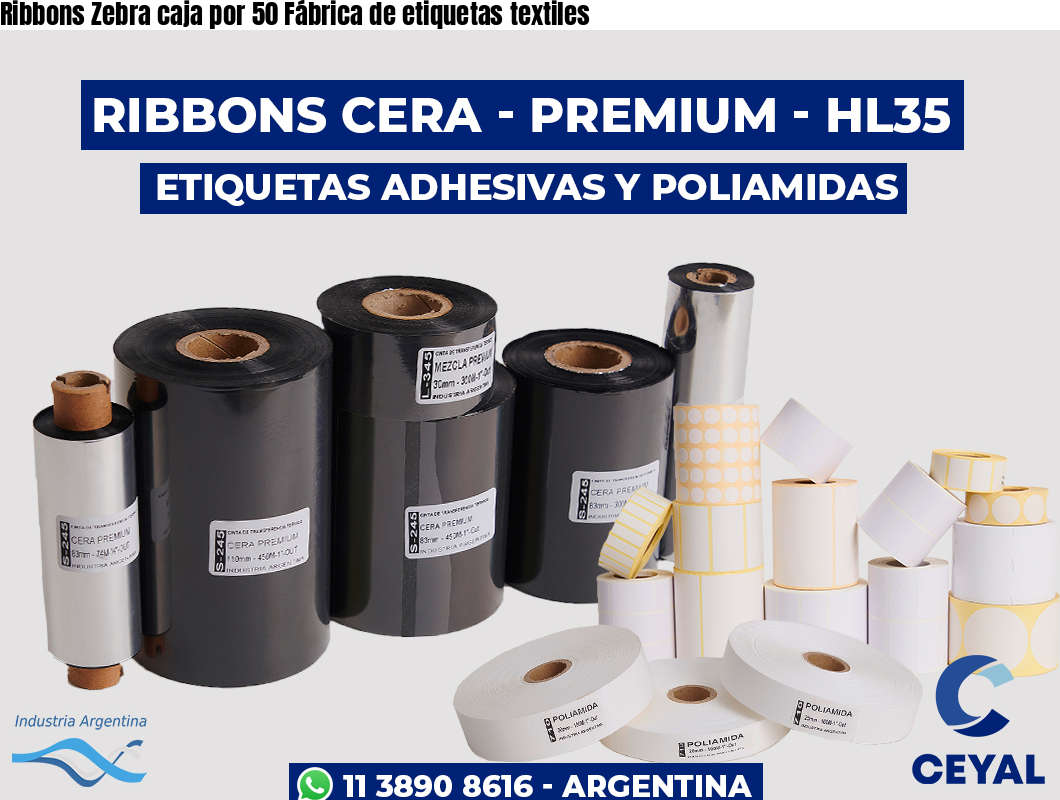Ribbons Zebra caja por 50 Fábrica de etiquetas textiles