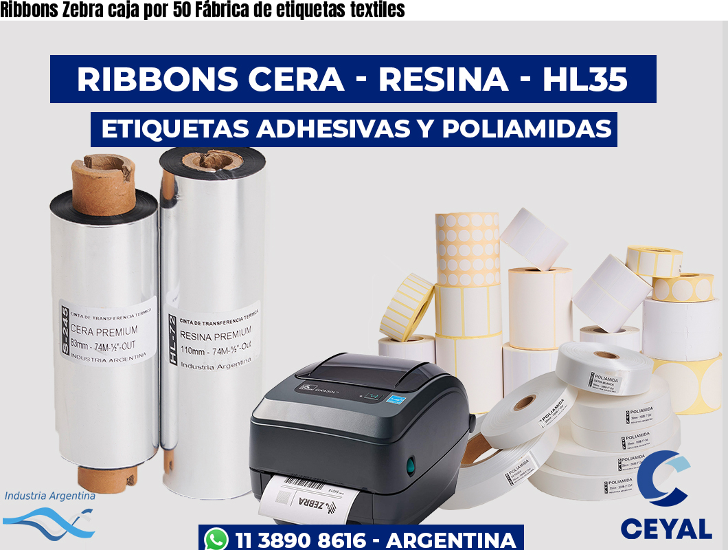 Ribbons Zebra caja por 50 Fábrica de etiquetas textiles