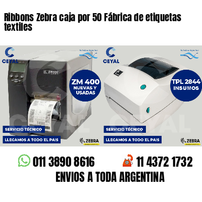 Ribbons Zebra caja por 50 Fábrica de etiquetas textiles