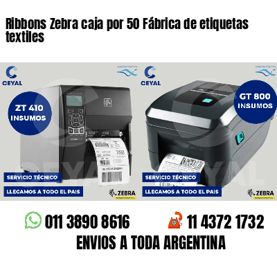 Ribbons Zebra caja por 50 Fábrica de etiquetas textiles