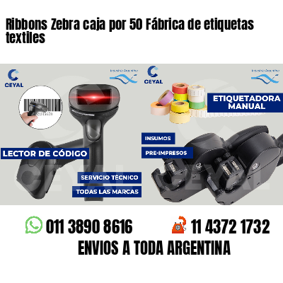 Ribbons Zebra caja por 50 Fábrica de etiquetas textiles