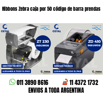 Ribbons Zebra caja por 50 código de barra prendas