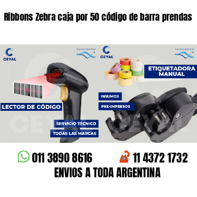 Ribbons Zebra caja por 50 código de barra prendas