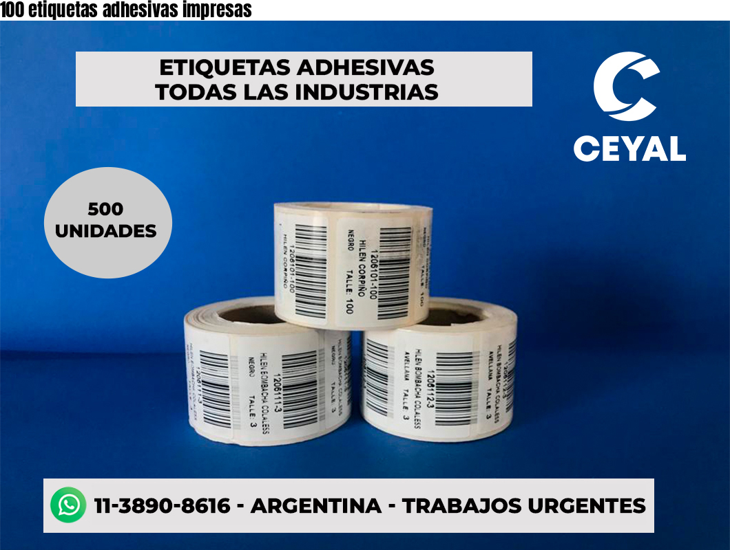 100 etiquetas adhesivas impresas