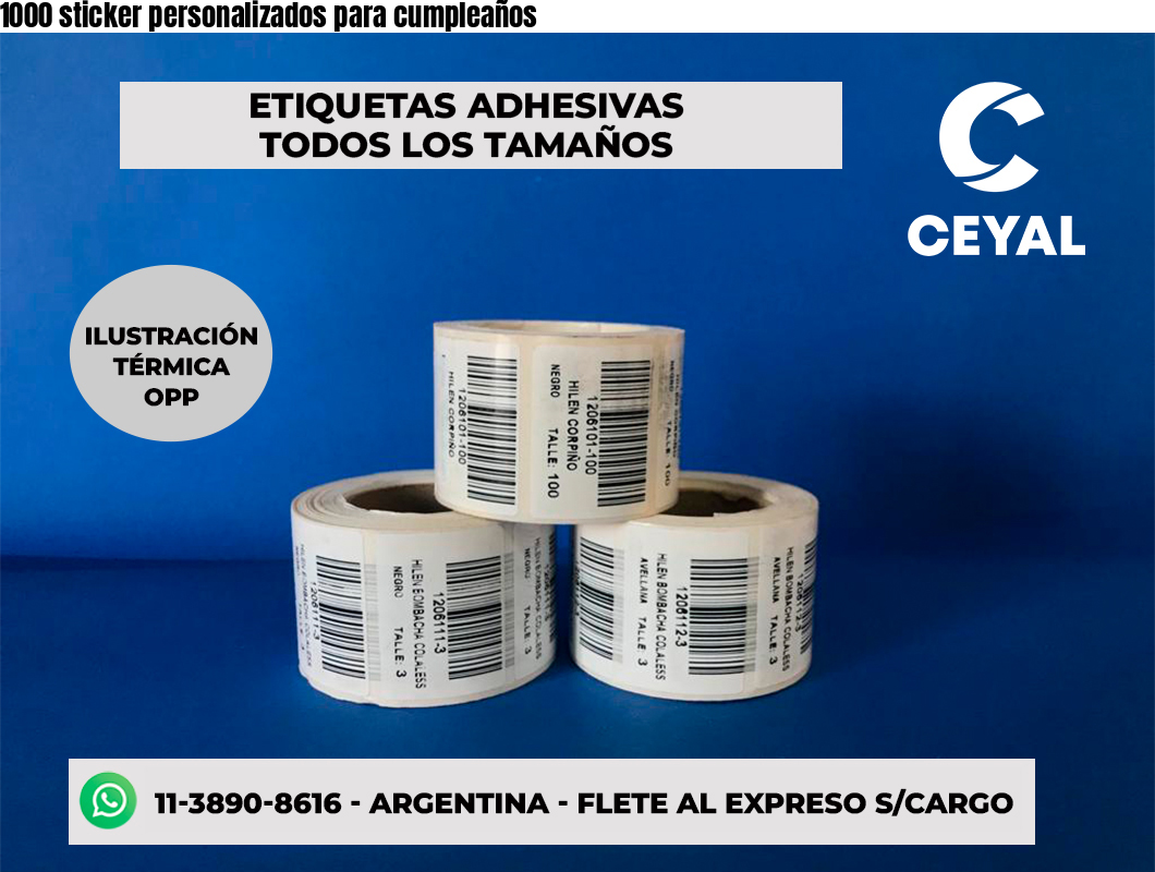 1000 sticker personalizados para cumpleaños