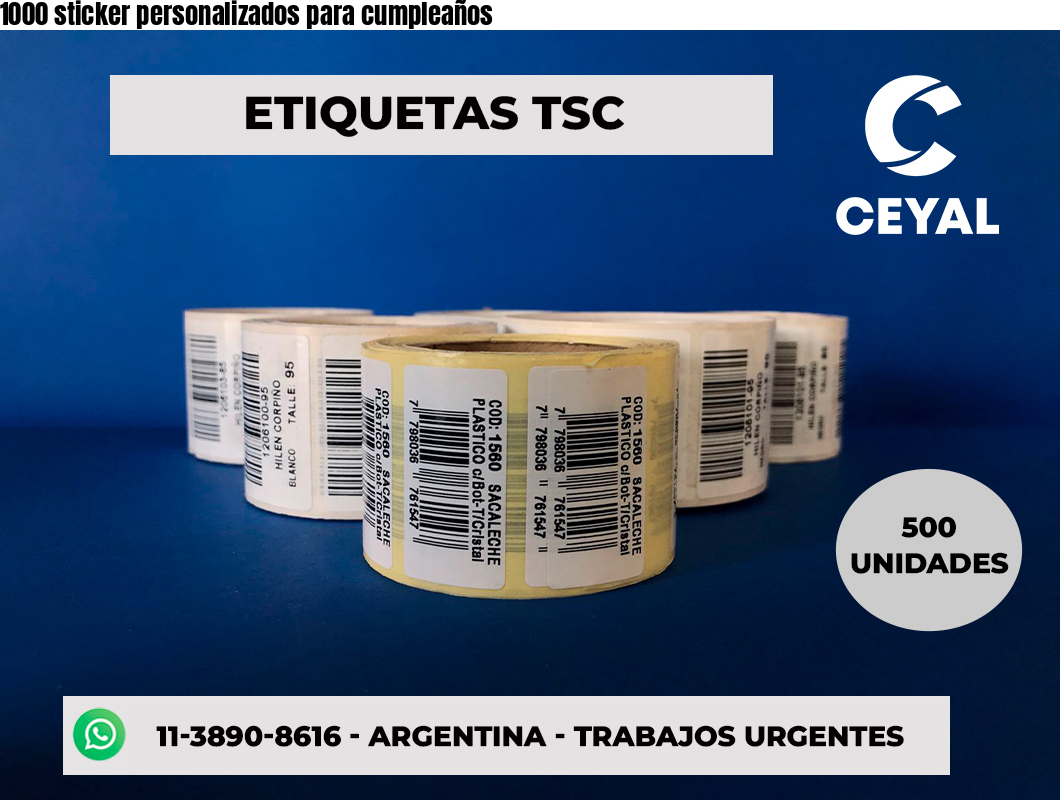 1000 sticker personalizados para cumpleaños