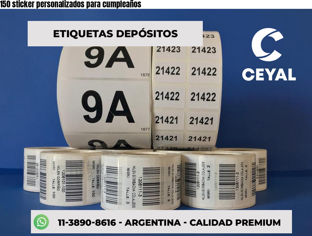 150 sticker personalizados para cumpleaños