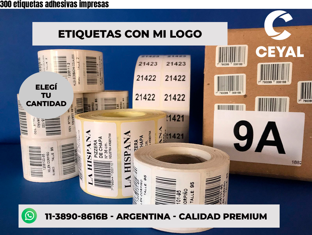 300 etiquetas adhesivas impresas
