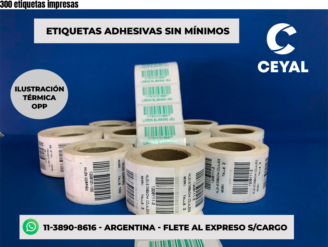 300 etiquetas impresas