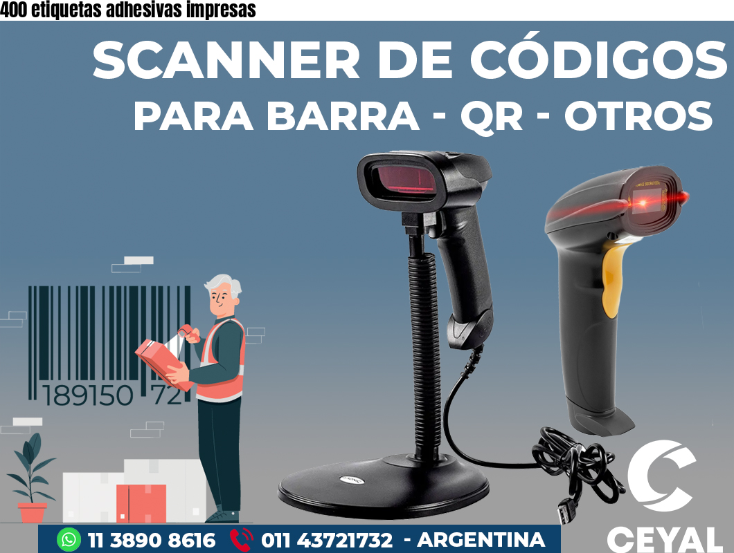 400 etiquetas adhesivas impresas