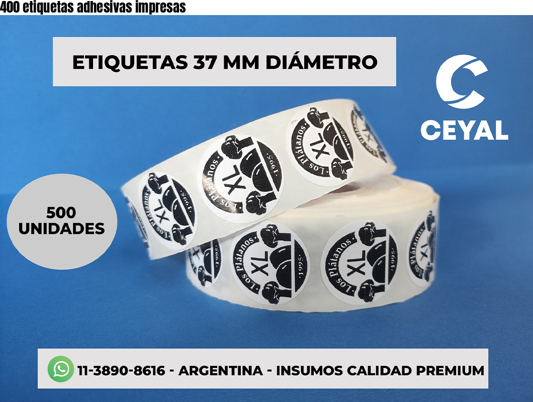 400 etiquetas adhesivas impresas