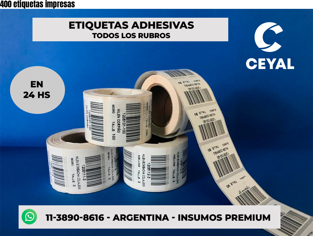 400 etiquetas impresas
