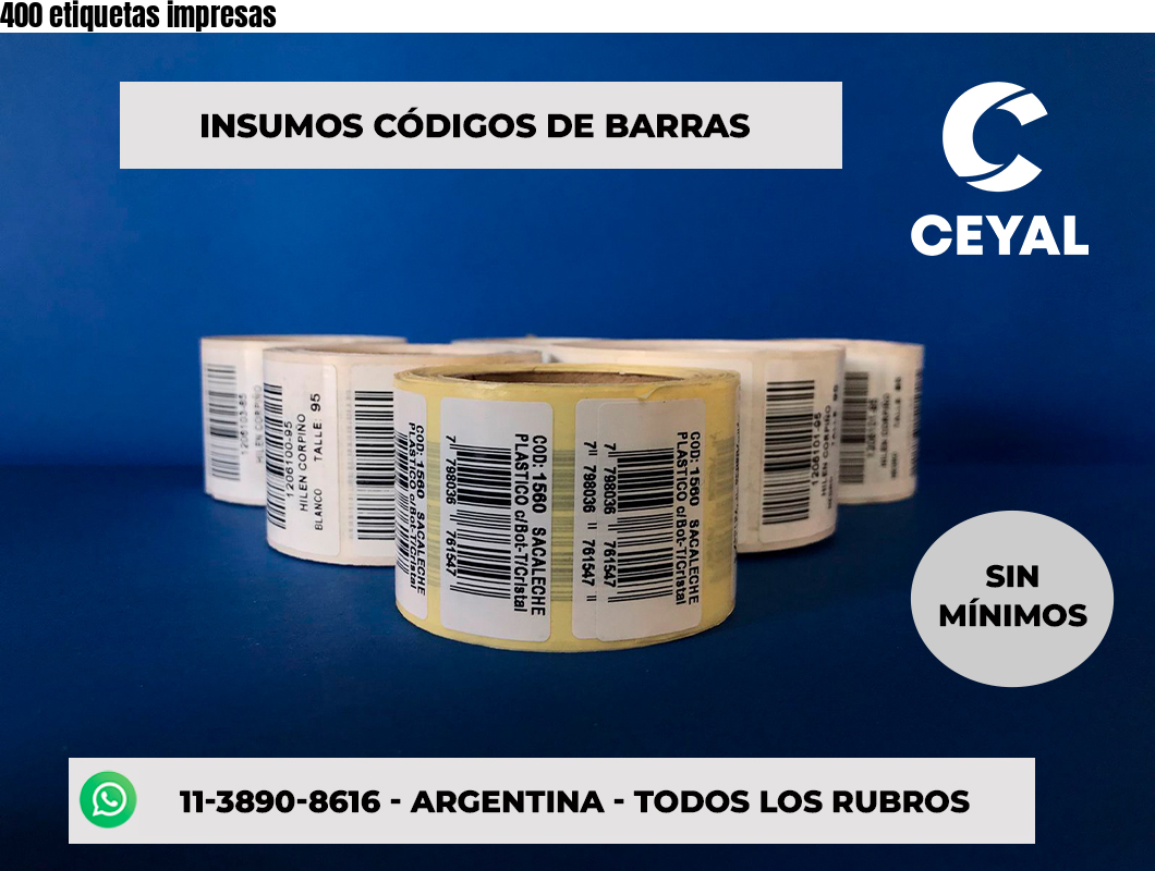 400 etiquetas impresas