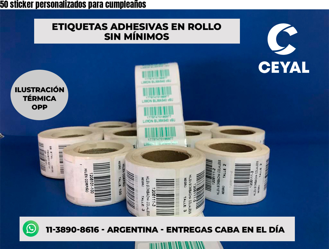 50 sticker personalizados para cumpleaños