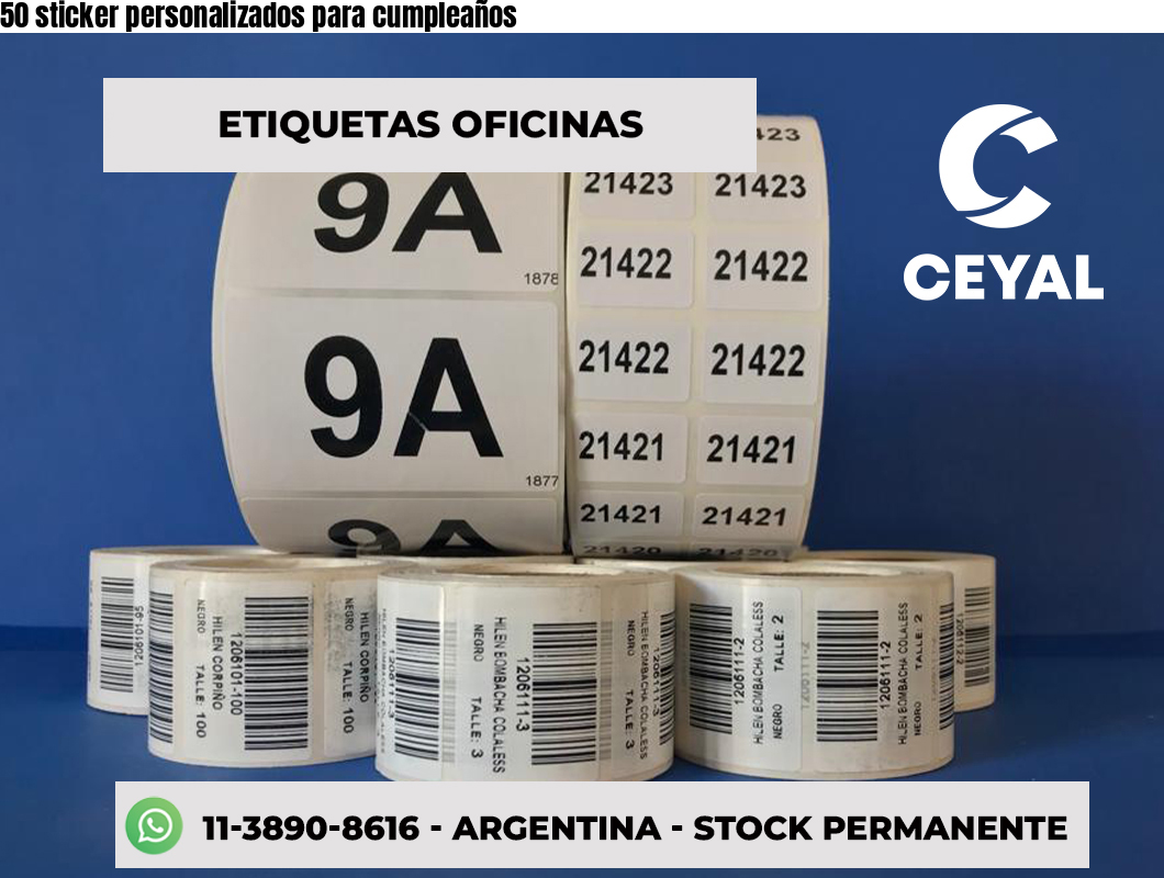 50 sticker personalizados para cumpleaños