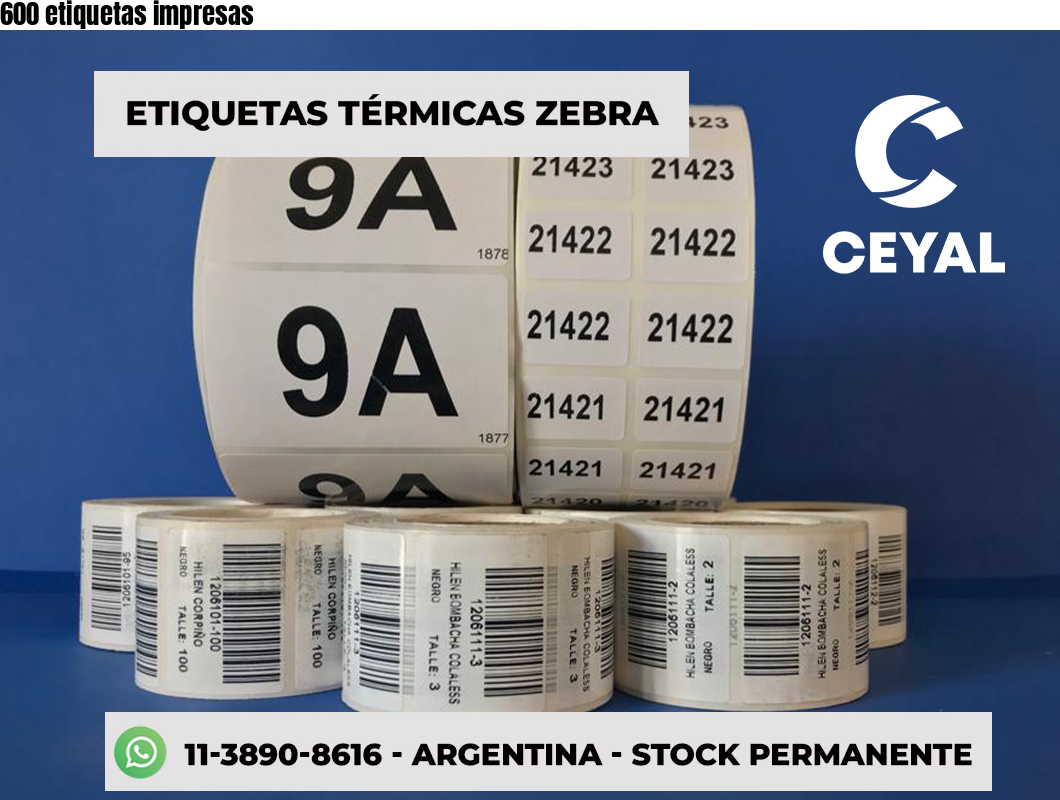 600 etiquetas impresas