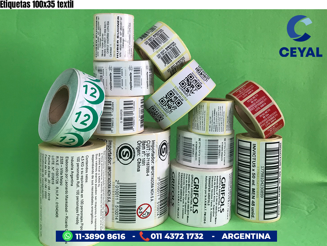 Etiquetas 100x35 textil