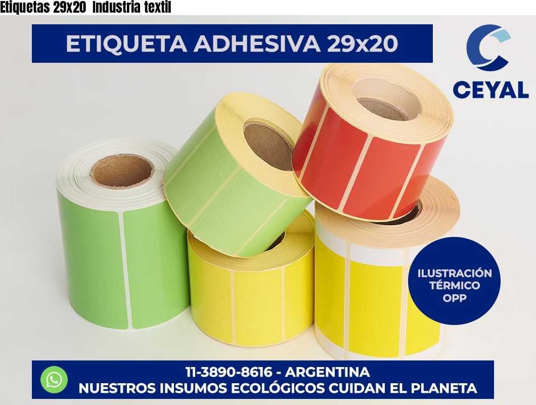Etiquetas 29x20  Industria textil