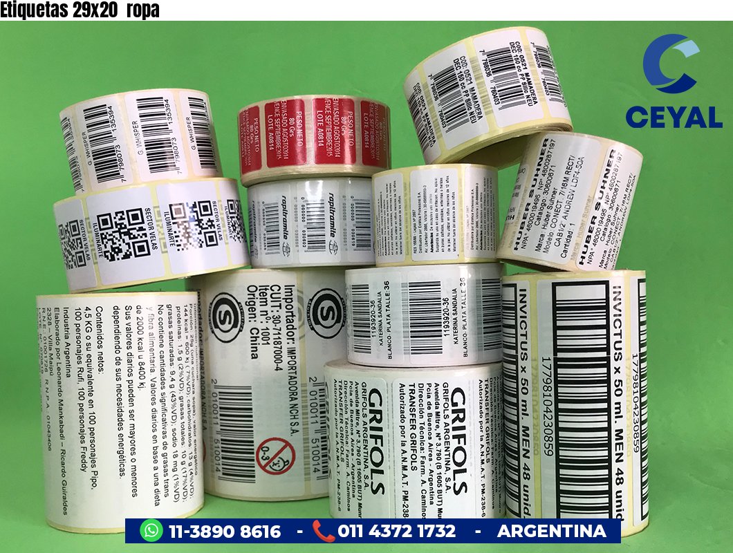 Etiquetas 29x20  ropa