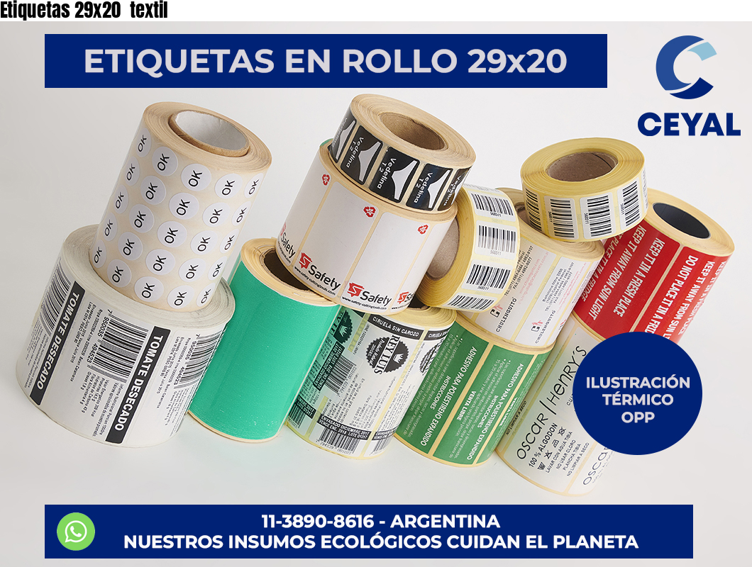 Etiquetas 29x20  textil