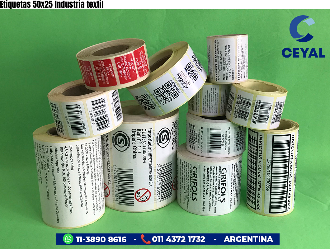Etiquetas 50x25 Industria textil