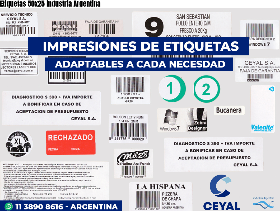 Etiquetas 50x25 industria Argentina