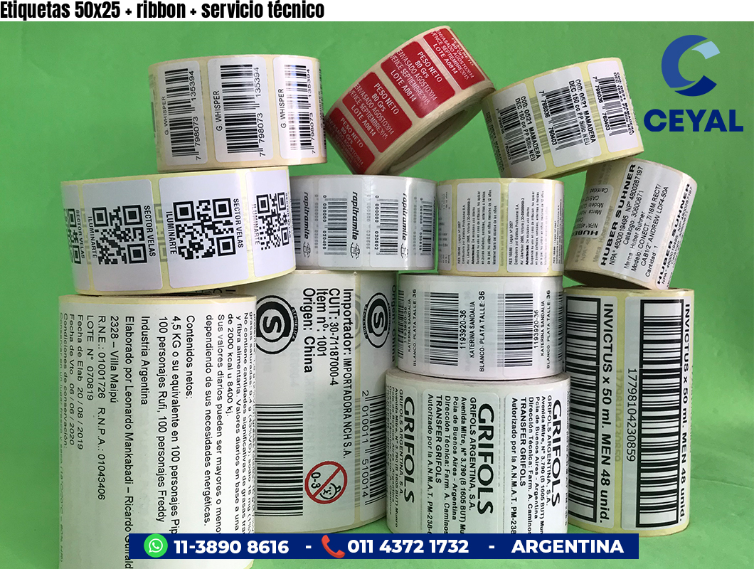 Etiquetas 50x25 ribbon servicio técnico