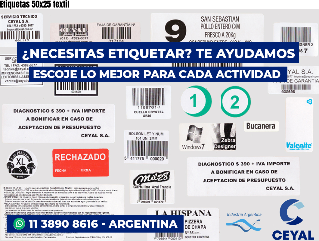 Etiquetas 50x25 textil
