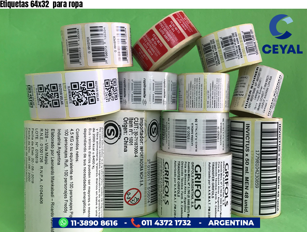 Etiquetas 64x32  para ropa
