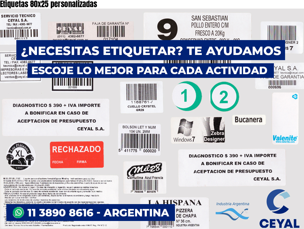 Etiquetas 80x25 personalizadas