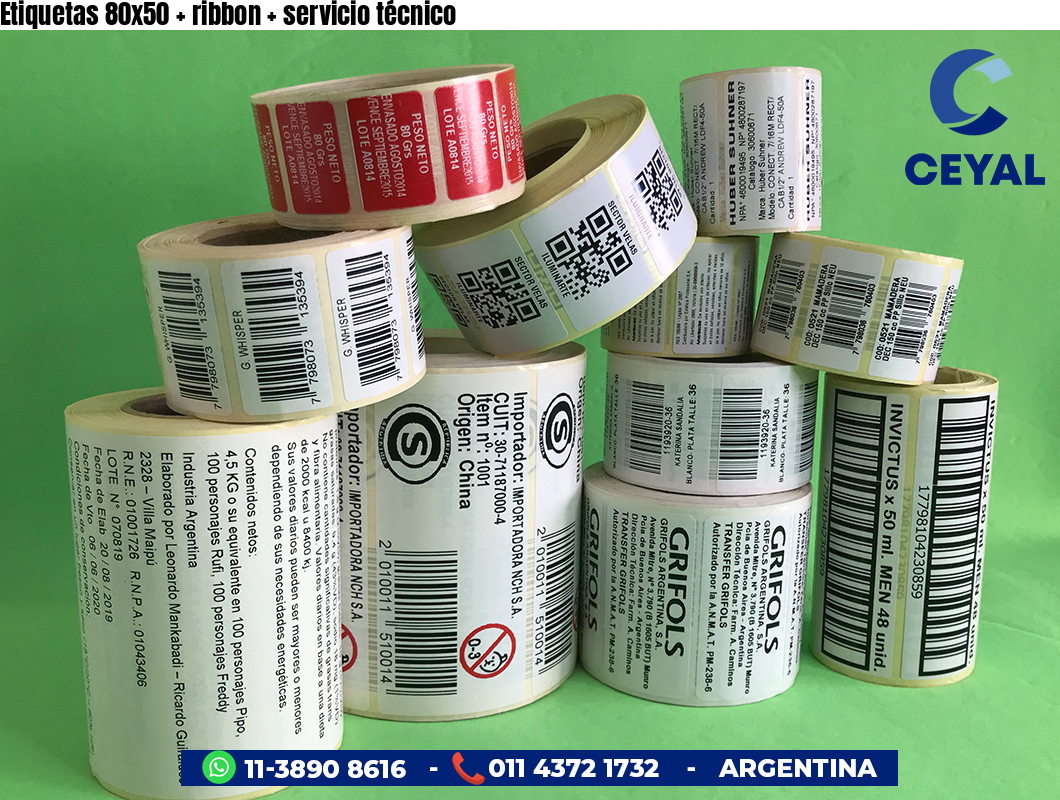 Etiquetas 80x50 ribbon servicio técnico